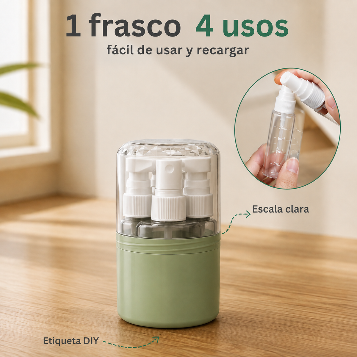 Dispensador de viaje 4 en 1