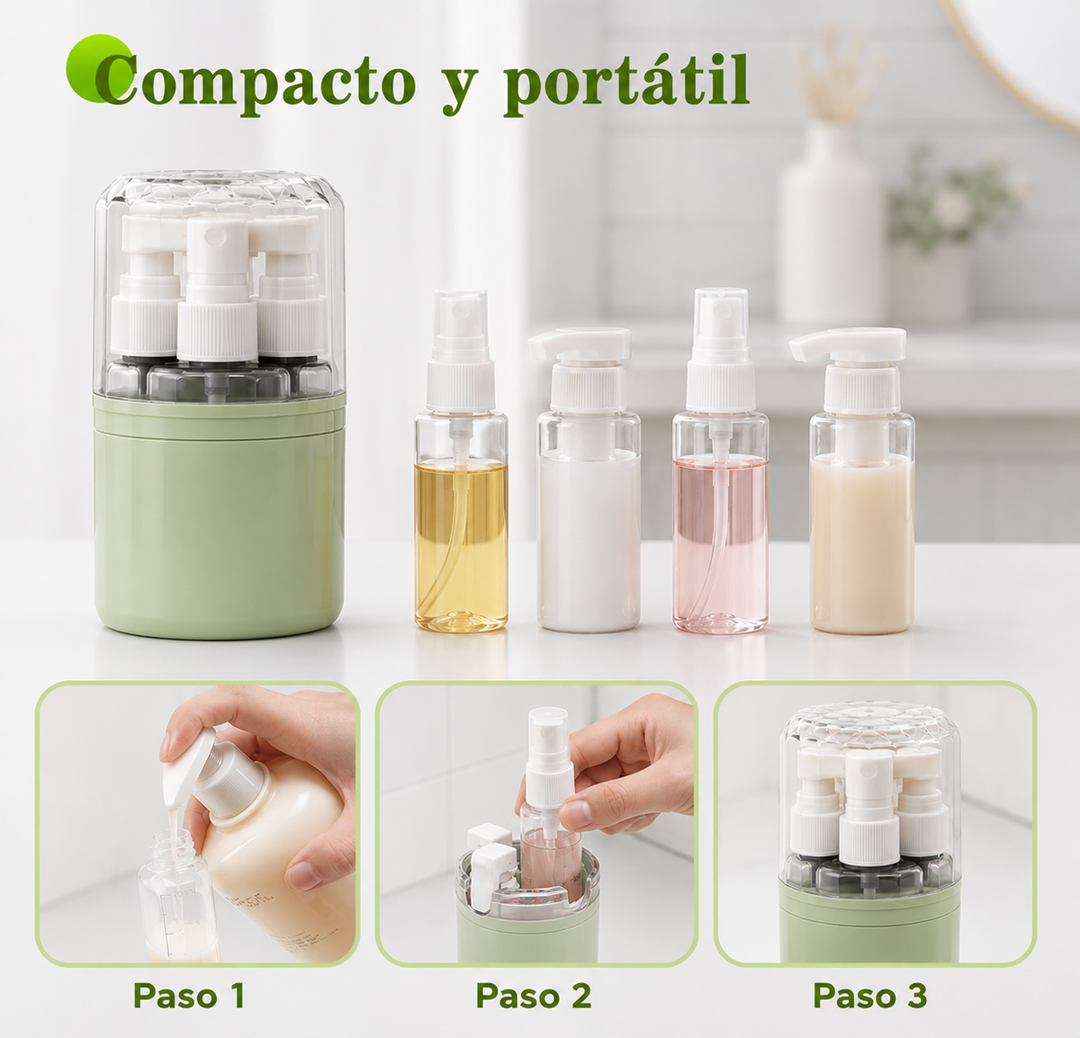 Dispensador de viaje 4 en 1