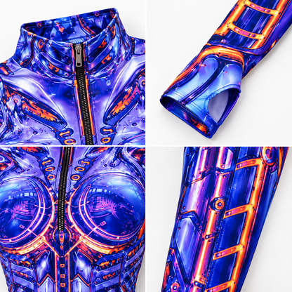 Enterizo cyberpunk con estampado neón