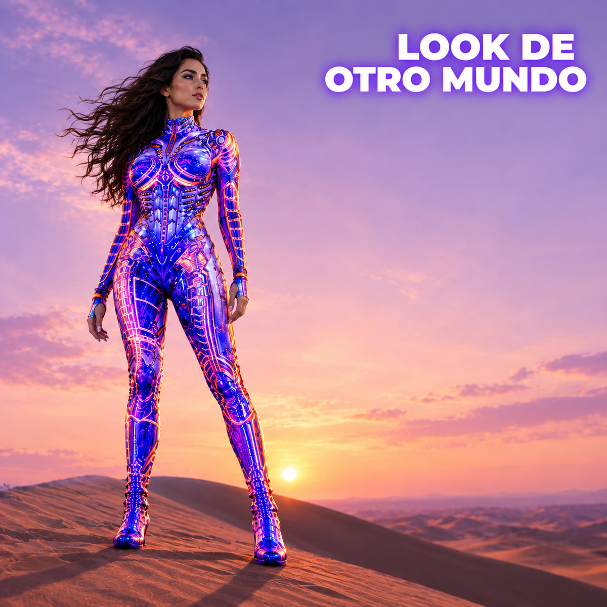 Enterizo cyberpunk con estampado neón