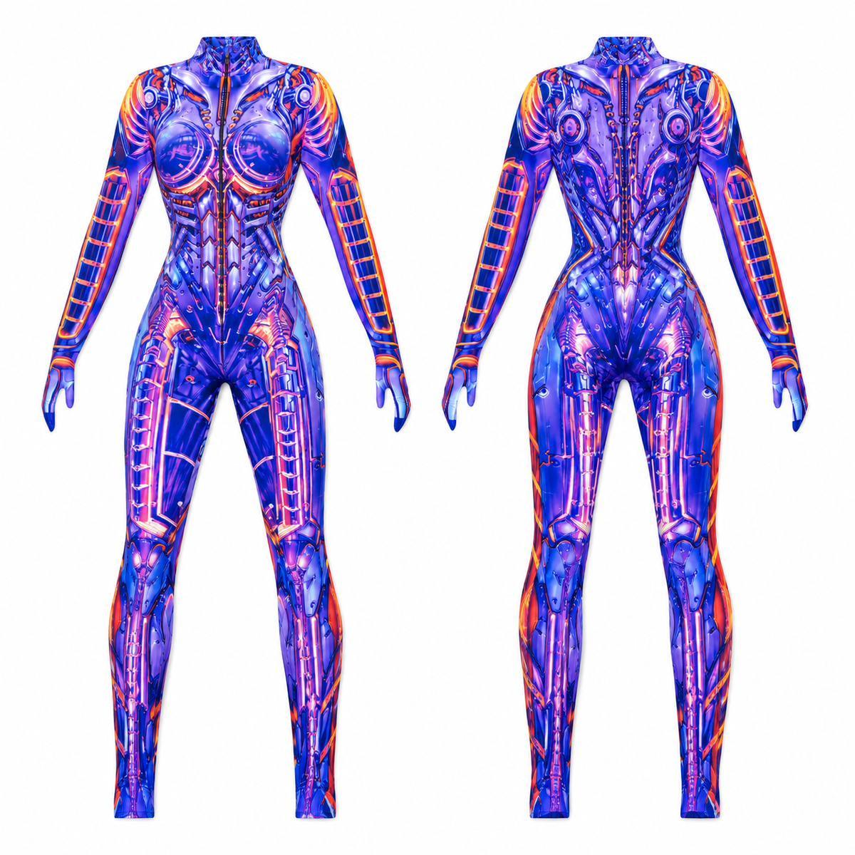 Enterizo cyberpunk con estampado neón